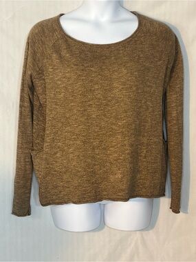Zara Knit Sweater Brown Pullover Relaxed Fit Scoop Neck Casual Side Pockets L 👍